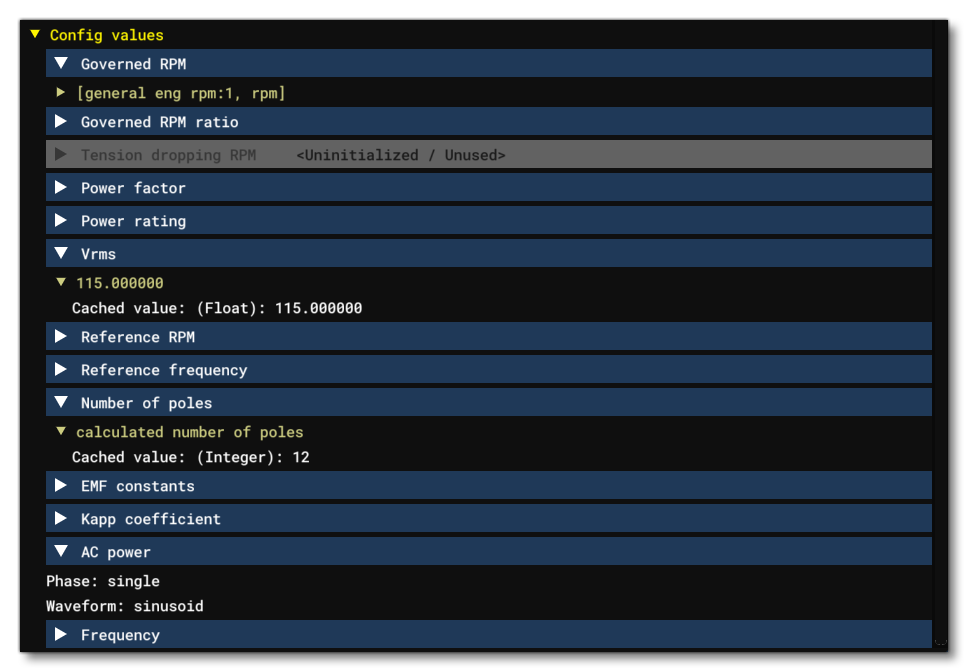 The Configuration Values Section For A Generator