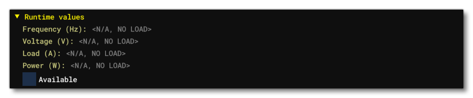 The Runtime Values Section For A Ground Power Unit