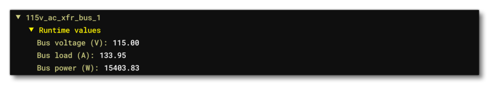 The Runtime Values Section For A Bus