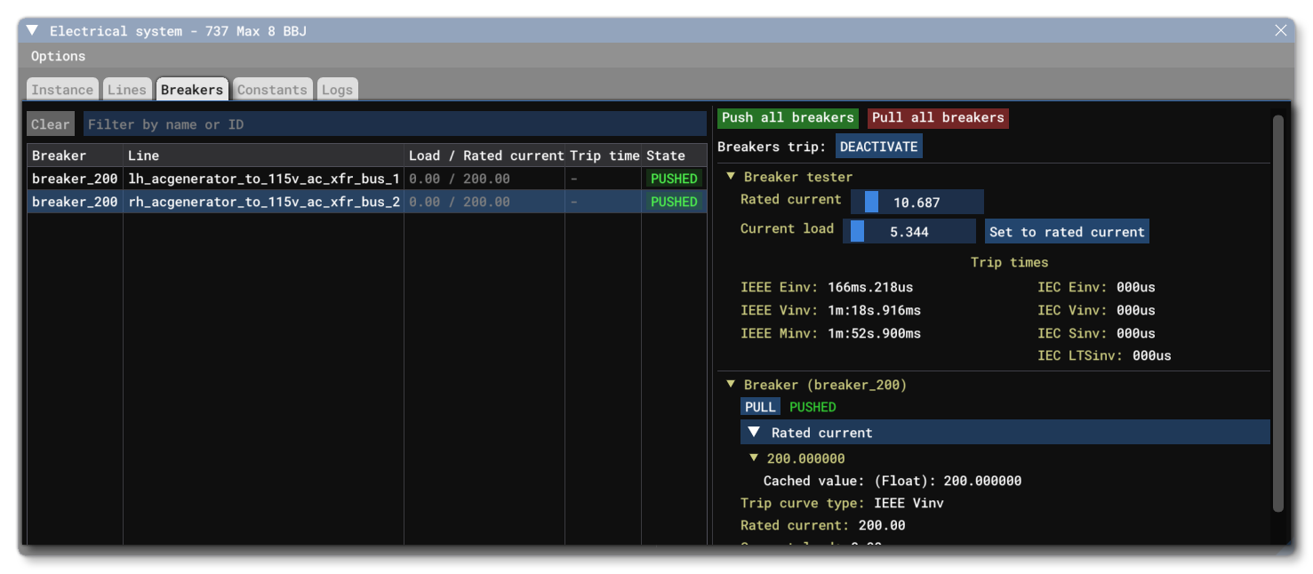 The Breakers Tab Of The Electric Debug Window