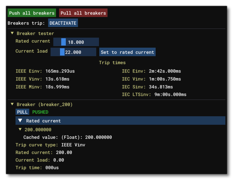 Information About A Single Breaker In The Breakers Tab