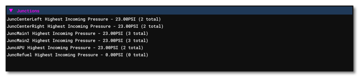 The Junctions Section Of The Fuel System Debug