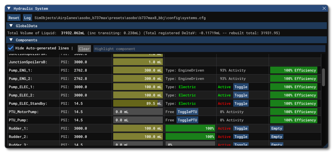 The Debug Hydraulics Window