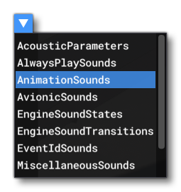 Drop Down List Of Selectable Sound Events