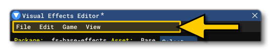 The Visual Effects Editor Menus