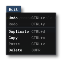 The VFX Editor Edit Menu
