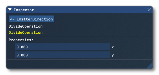 The Inspector Window Inputs For The Divide Node