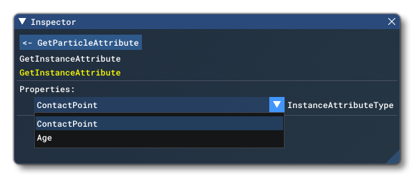 The GetInstanceAttribute Options in The Inspector Window