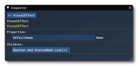 The Inspector For A VisualEffect Block