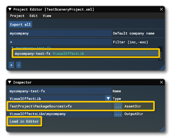 Load A VFX Package In The Visual Effects Editor