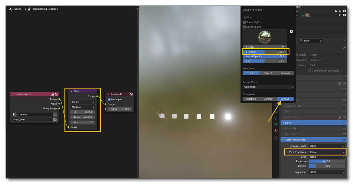 Example Showing Approximate Emissive Daytime Setup 