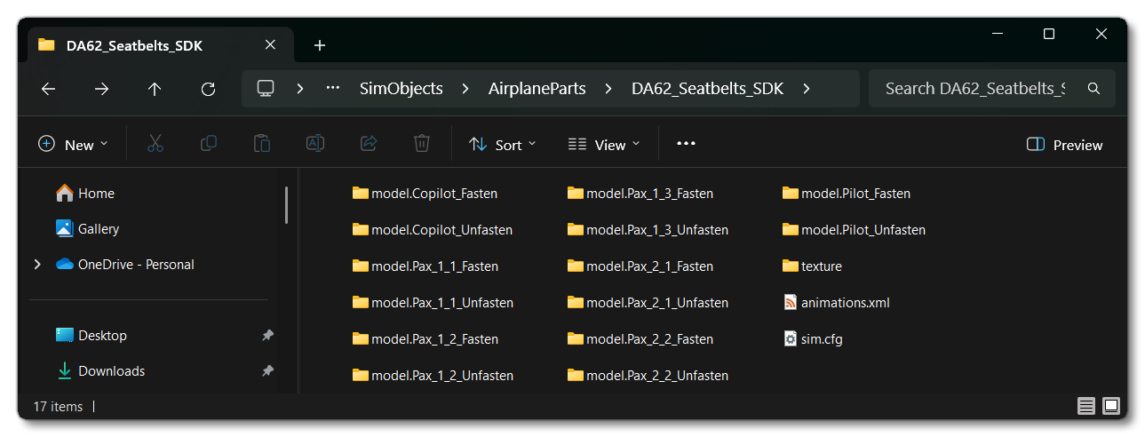 Folder Structure For Exported Seatbelts
