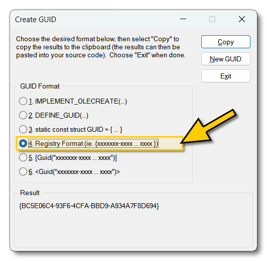 The Visual Studio Create GUID Tool