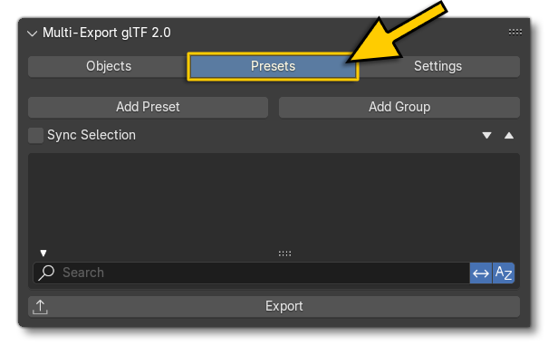 The Preset Tab Of The Multi-Exporter