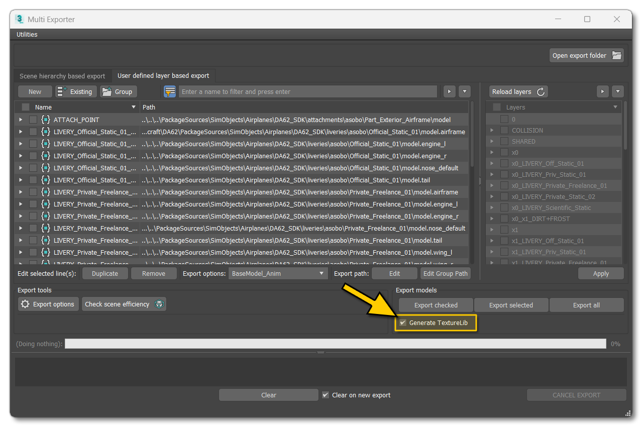 Checking The Generate TextureLib Option