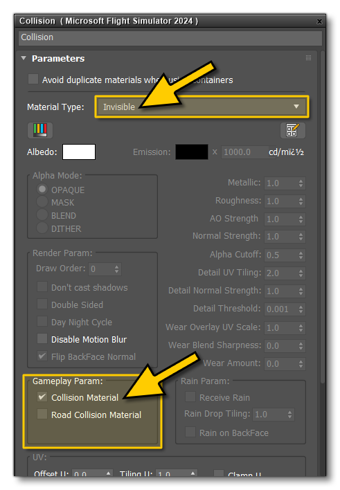 Collision Material Setup