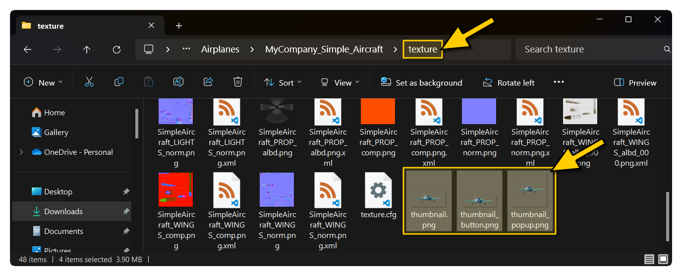 Where The Thumbnail Assets Go For A Legacy Aircraft