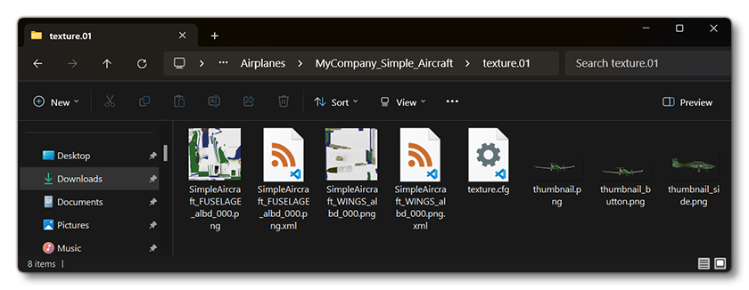 Example Of The Textures Folder For A Livery