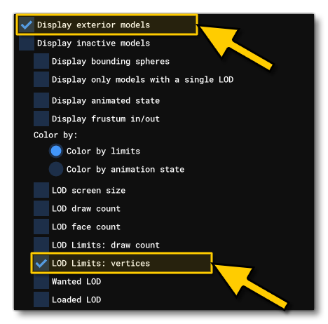 The LOD Limits: Vertices Checkbox