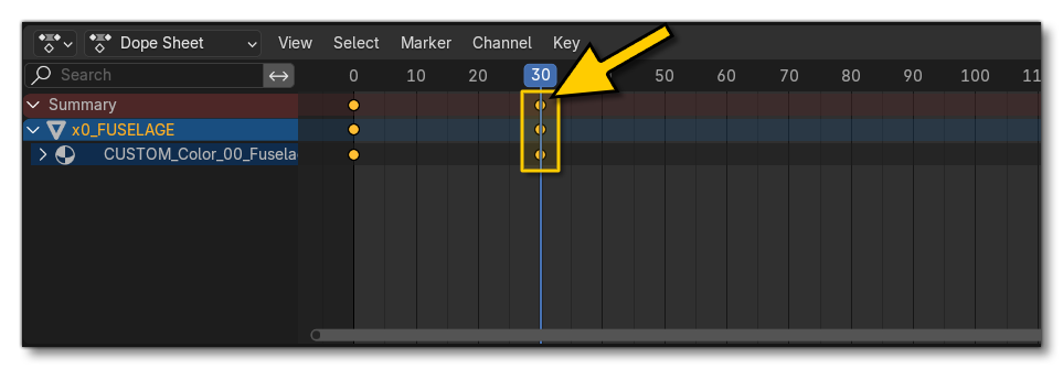 The Second Keyframe For The Animated Material