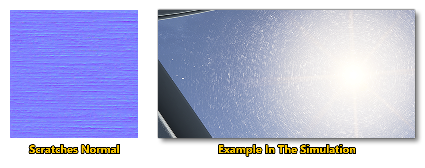 The Scratches Normal Texture And An Example Of How It Affects Light In The Simulation