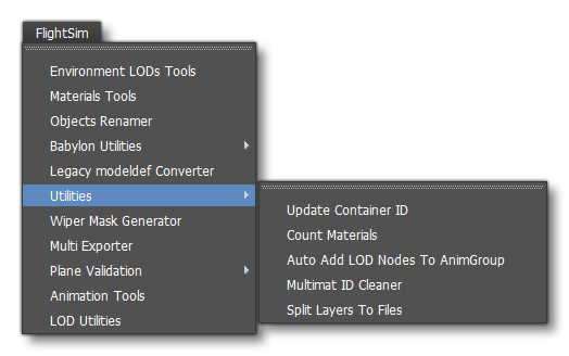 The Old 3Ds Max FlightSim Utilities Menu