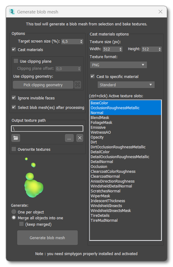 The Generate Blob Mesh Tool