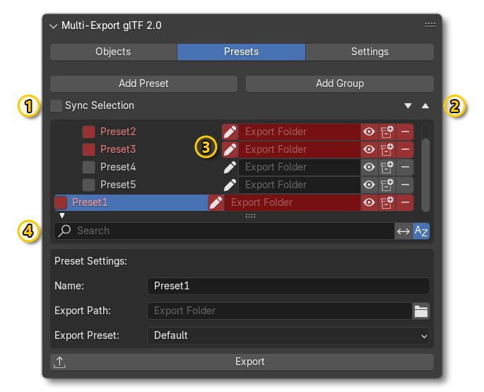 General Options For Presets And Objects