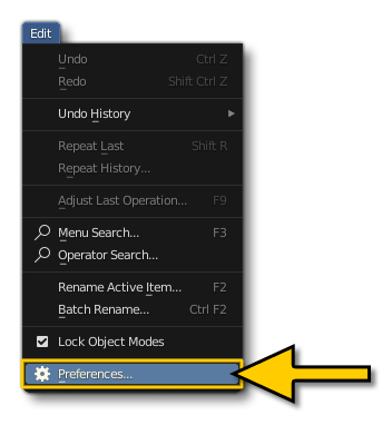 The Preferences Option In Blender