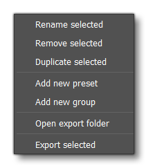 The RMB Menu In The User Defined Layer Based Export View The RMB Menu In The User Defined Layer Based Export View