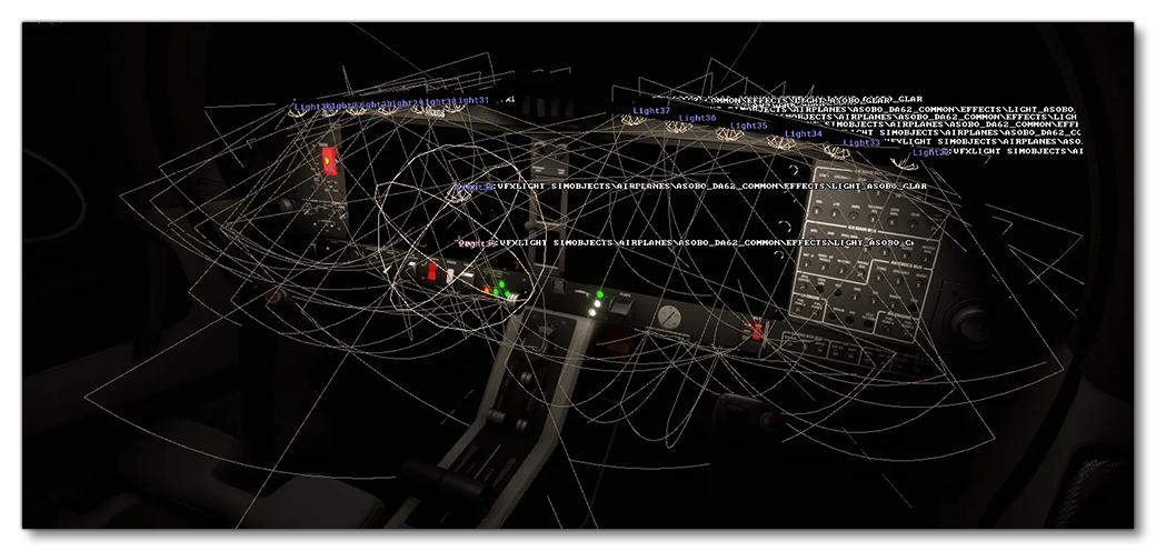 Debug View Showing The Position Of The Incidental Glareshield Omni-Light
