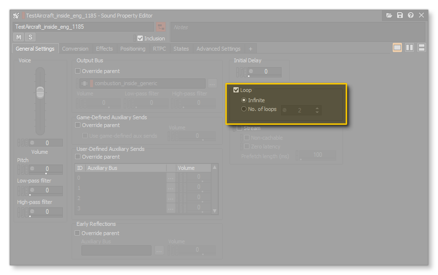 Setting The Infinite Loop Property For A Sample