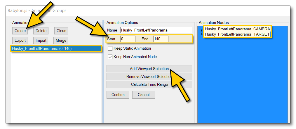 Setting Up Camera Animation Groups