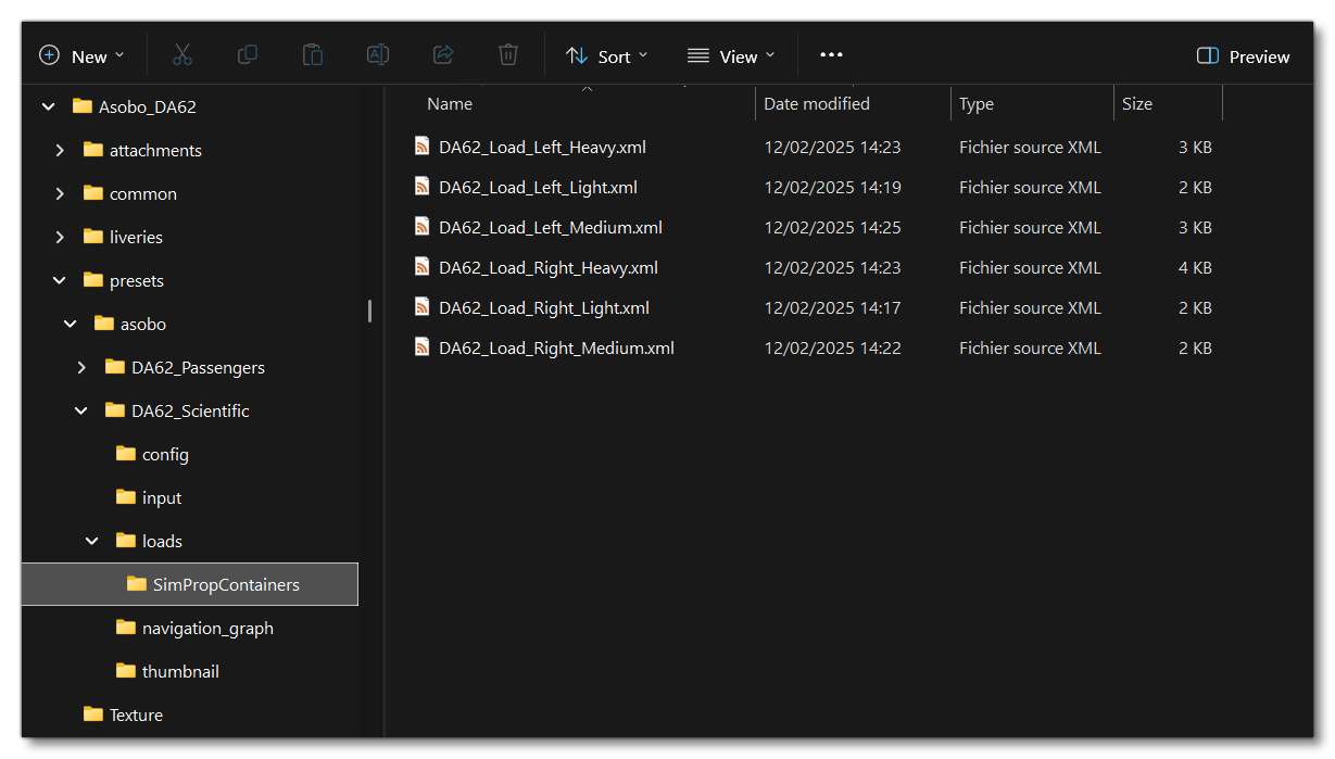 The Loads And SimPropContainer Folders In A Preset