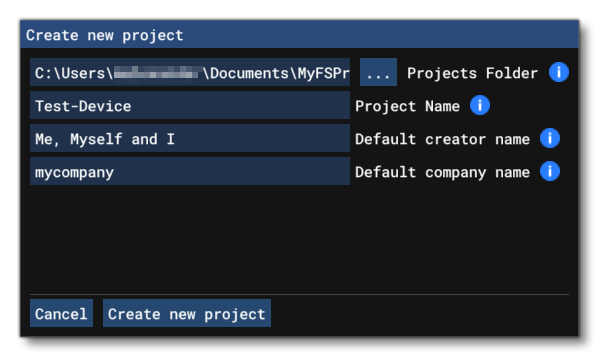New Device Profile Project In The Project Editor