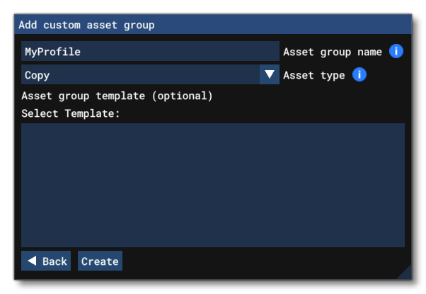 Creating The Profile Asset Group