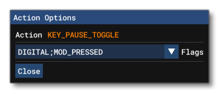 The Action Options Window