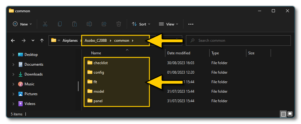 Example Of The Common Folder For A Modular Aircraft