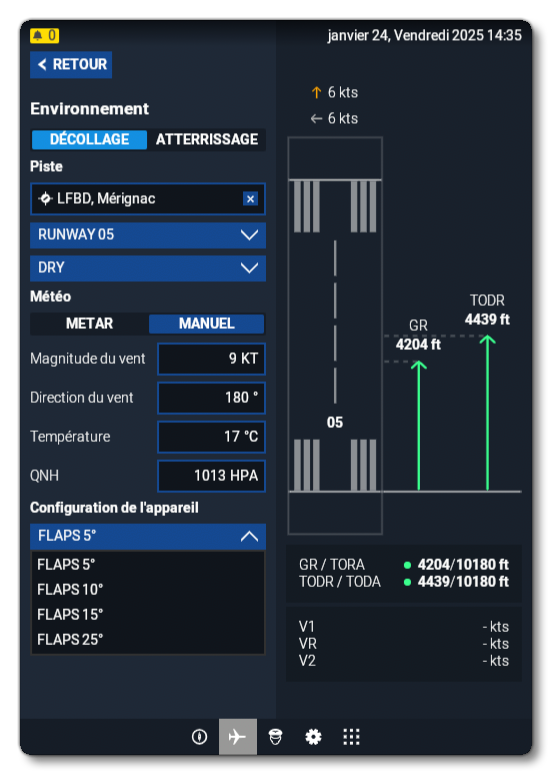 The Environment Section Of The Aircraft App In the EFB
