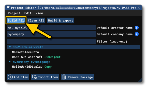 Building The Aircraft And Instrument From The Project Editor