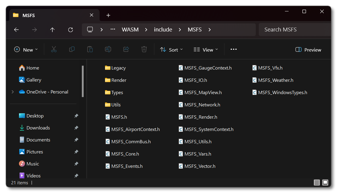 Location Of The MSFS.h File