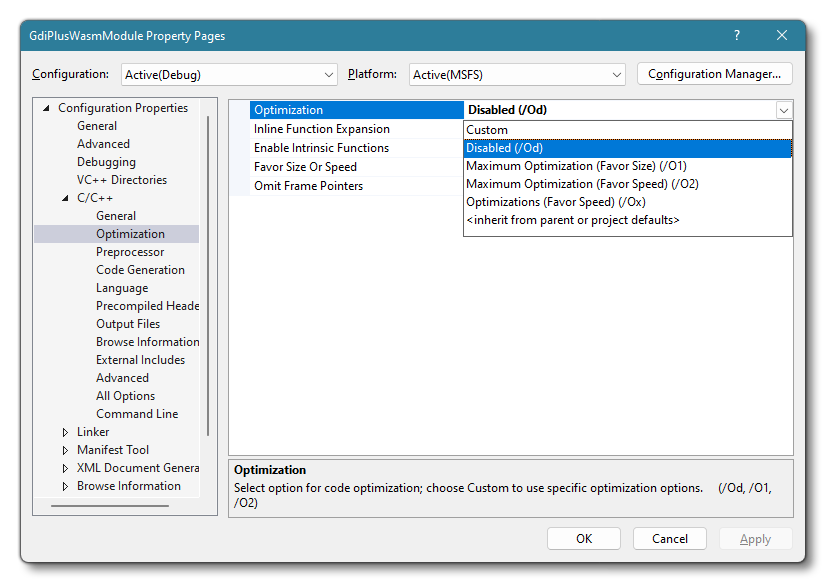 C++ Optimisation Options