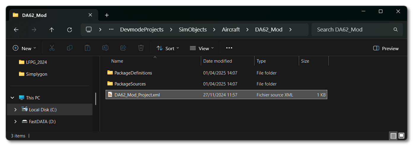 DA62 Mod Project Directory