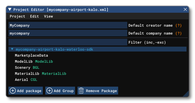 KALO Airport Sample In The Project Editor