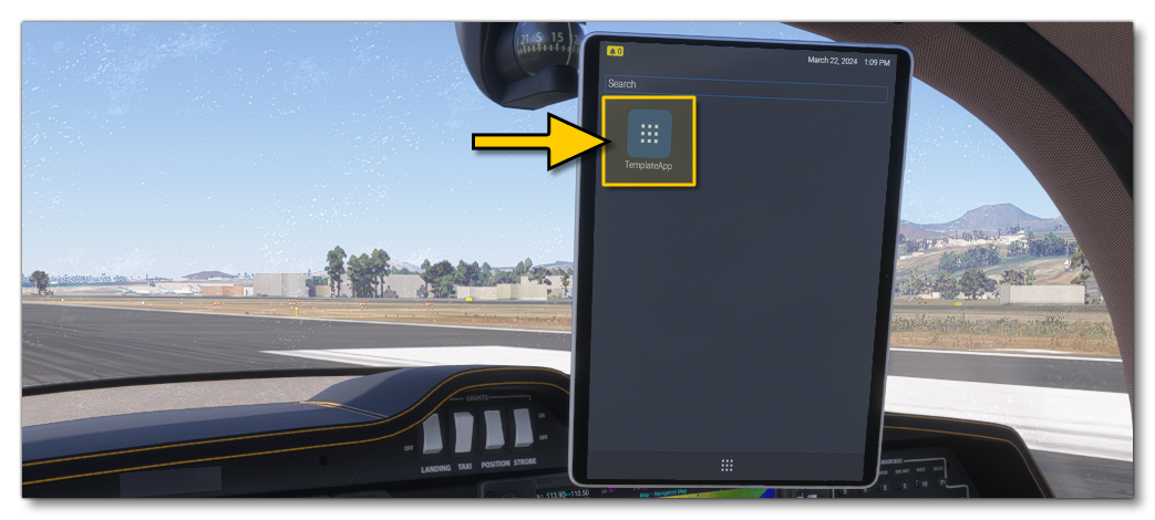 The TemplateApp Running On An EFB In The Simulation