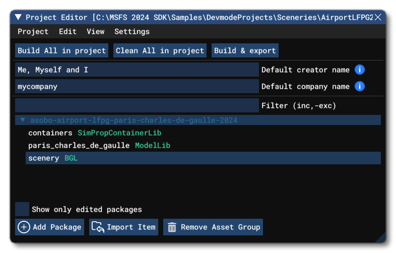 KALO Airport Sample In The Project Editor