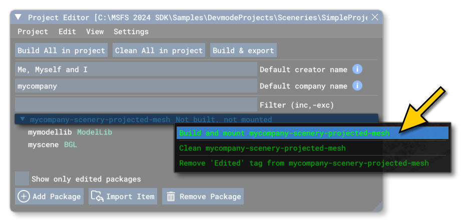 Build The Projected Mesh Packag