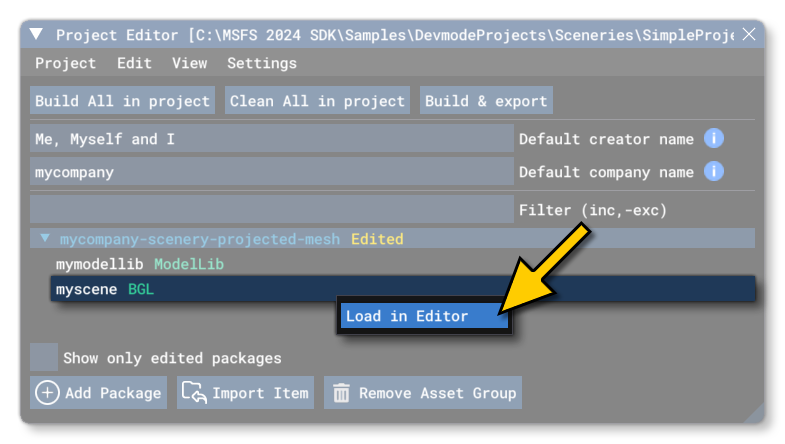 Loading The Projectd Mesh Into The Scenery Editor