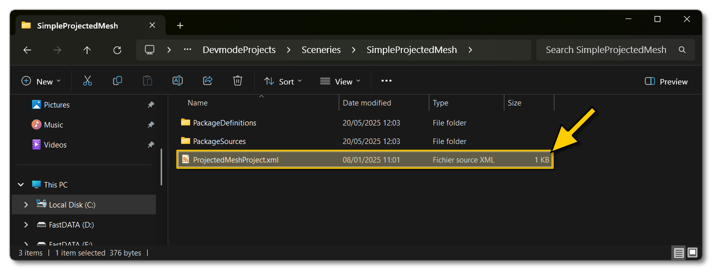 Open The Projected Mesh Sample Project