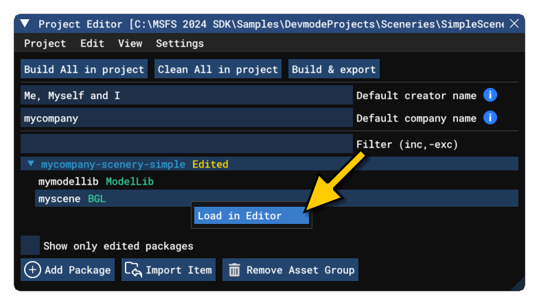 Edit Simple Scenery BGL